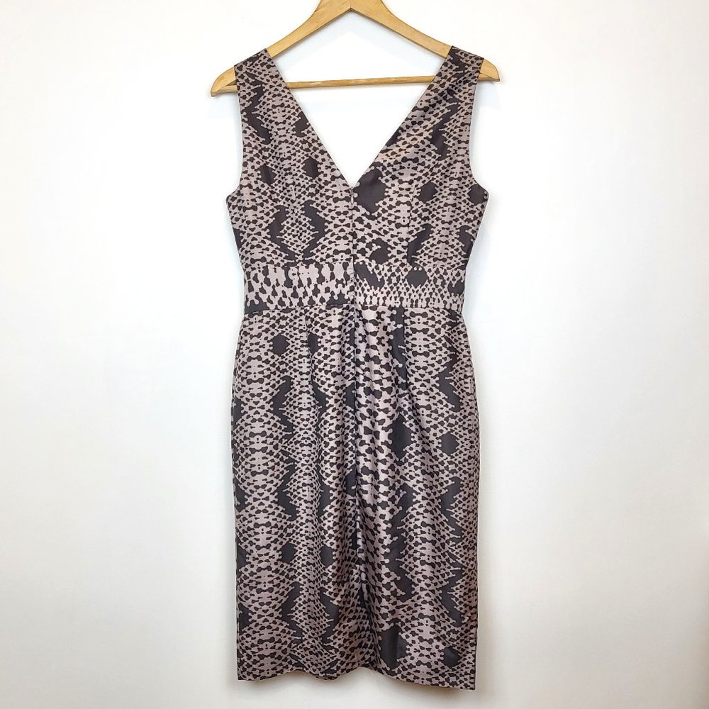 Banana Republic 100% Silk Gray Snakeskin Print Cocktail Dress, Size 4, NWT - Picture 2 of 12